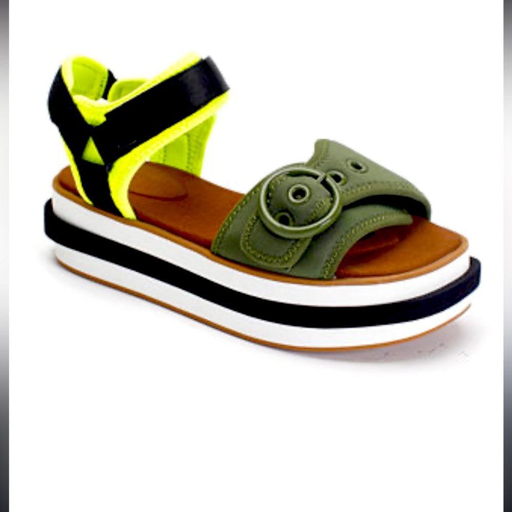 Kate Spade Cozumel Black, Lime & Green Wedge Sandals